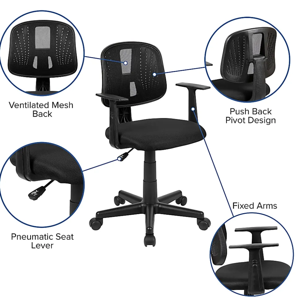 Flash Furniture Flash Fundamentals Mesh Low/Mid-Back Task Chair, Black
