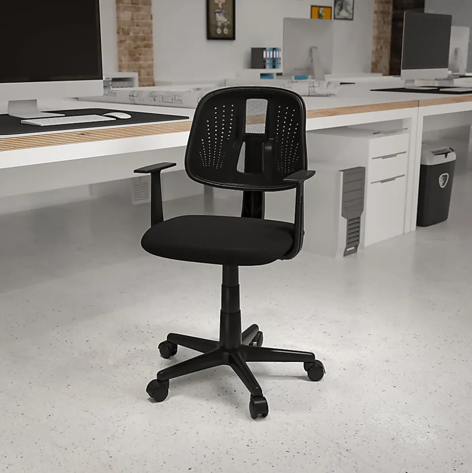 Flash Furniture Flash Fundamentals Mesh Low/Mid-Back Task Chair, Black