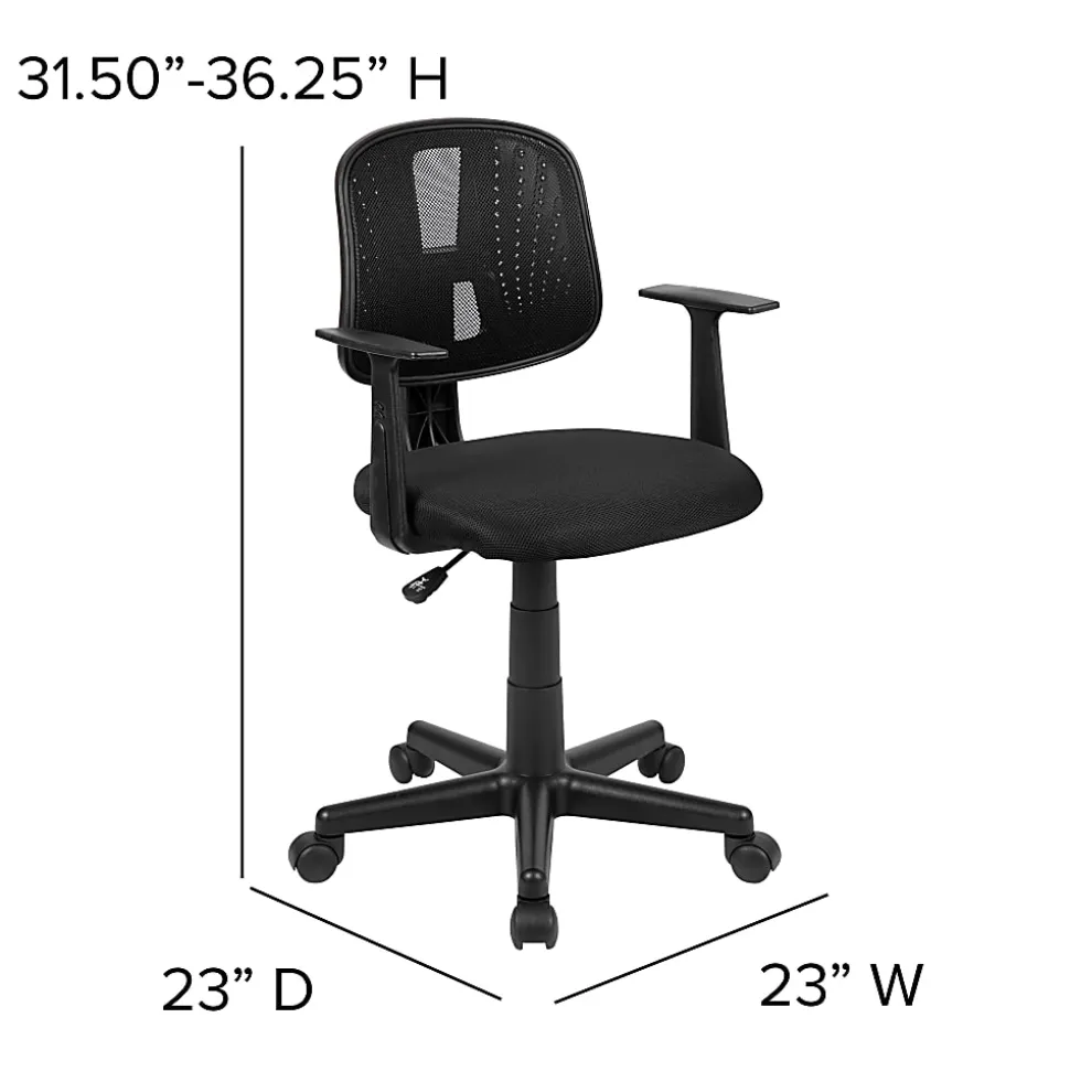 Flash Furniture Flash Fundamentals Mesh Low/Mid-Back Task Chair, Black