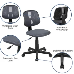 Flash Furniture Flash Fundamentals Mesh Mid-Back Swivel Task Office Chair With Pivot Back, Gray/Black