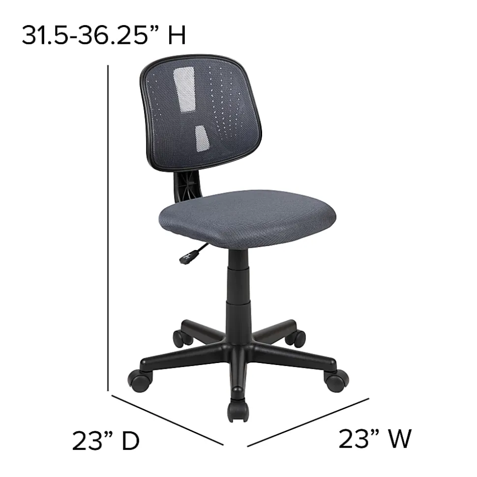 Flash Furniture Flash Fundamentals Mesh Mid-Back Swivel Task Office Chair With Pivot Back, Gray/Black