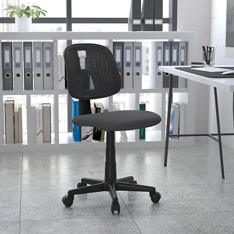 Flash Furniture Flash Fundamentals Mesh Mid-Back Swivel Task Office Chair With Pivot Back, Gray/Black