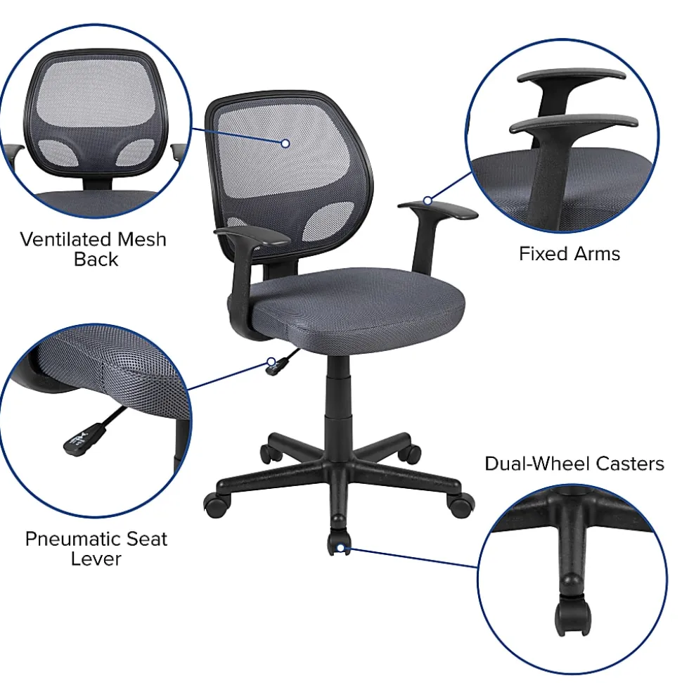 Flash Furniture Flash Fundamentals Mesh Mid-Back Task Chair, Gray