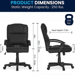 Flash Furniture Flash Fundamentals LeatherSoft™ Faux Leather Mid-Back Task Chair, Black