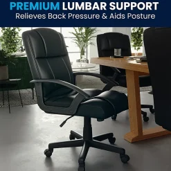 Flash Furniture Flash Fundamentals LeatherSoft™ Faux Leather Mid-Back Task Chair, Black