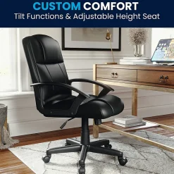 Flash Furniture Flash Fundamentals LeatherSoft™ Faux Leather Mid-Back Task Chair, Black