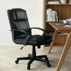 Flash Furniture Flash Fundamentals LeatherSoft™ Faux Leather Mid-Back Task Chair, Black