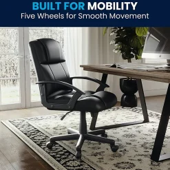 Flash Furniture Flash Fundamentals LeatherSoft™ Faux Leather Mid-Back Task Chair, Black