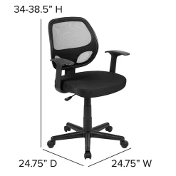 Flash Furniture Flash Fundamentals Mesh Mid-Back Task Chair, Black