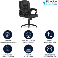 Flash Furniture Flash Fundamentals Big & Tall LeatherSoft™ Faux Leather Office Chair, Black