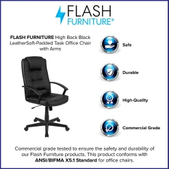 Flash Furniture Flash Fundamentals LeatherSoft™ Faux Leather High-Back Task Chair, Black