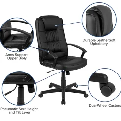 Flash Furniture Flash Fundamentals LeatherSoft™ Faux Leather High-Back Task Chair, Black