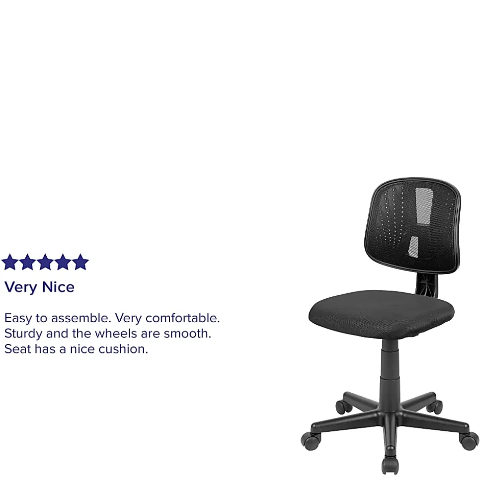 Flash Furniture Flash Fundamentals Mesh Mid-Back Swivel Task Office Chair With Pivot Back, Black