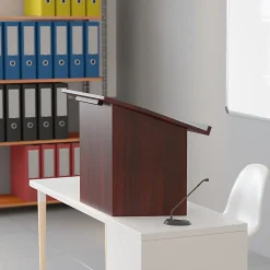 Flash Furniture Foldable Tabletop Lectern, 19"H x 27"W x 16-1/4"D, Mahogany