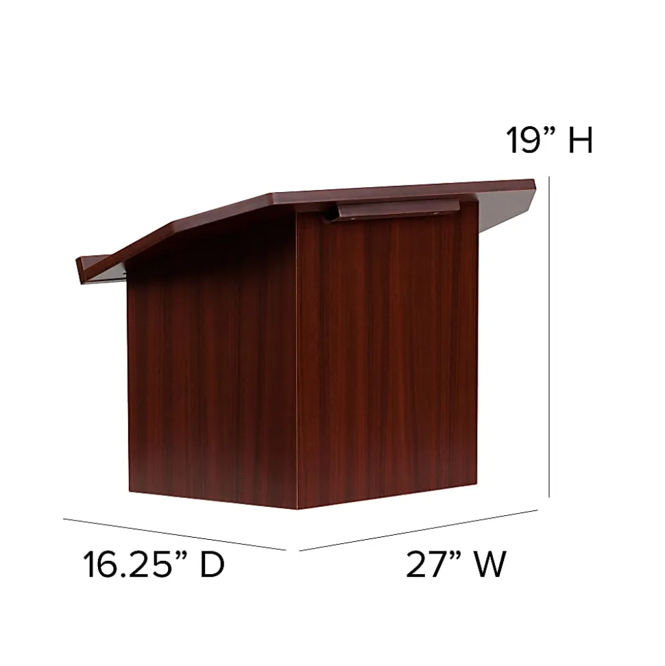 Flash Furniture Foldable Tabletop Lectern, 19"H x 27"W x 16-1/4"D, Mahogany
