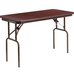 Flash Furniture Folding Banquet Table, 30"H x 24"W x 48"D, Mahogany/Brown