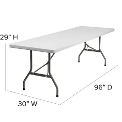 Flash Furniture 8-Foot Granite White Plastic Folding Table, Granite White