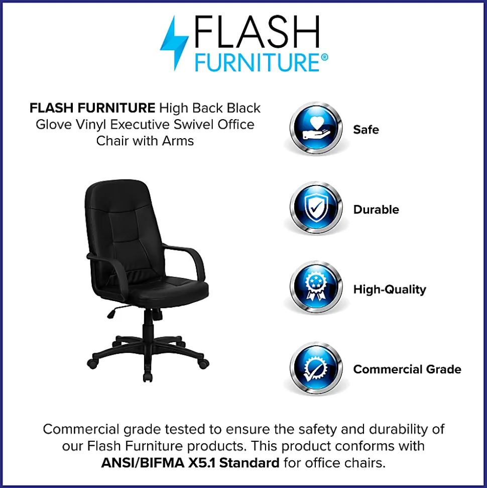 Flash Furniture Glove Vinyl High-Back Swivel Chair, Black