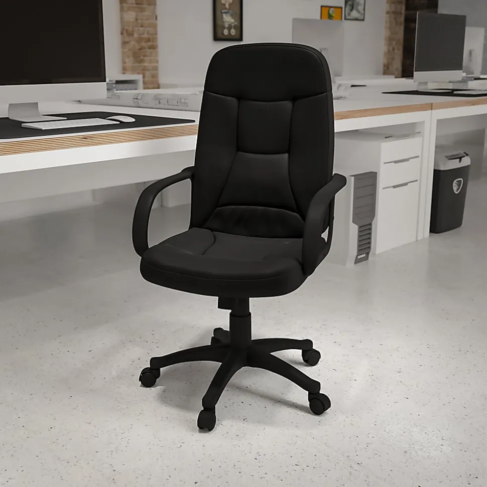 Flash Furniture Glove Vinyl High-Back Swivel Chair, Black