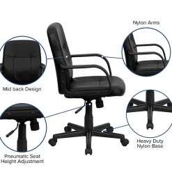 Flash Furniture Glove Vinyl Mid-Back Chair, Black