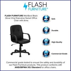 Flash Furniture Glove Vinyl Mid-Back Chair, Black