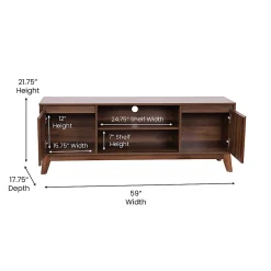 Flash Furniture Hatfield Wood TV Stand For 64" TVs, 21-3/4"H x 64"W x 17-3/4", Dark Walnut