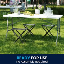 Flash Furniture Height-Adjustable Bi-Fold Plastic Banquet And Event Folding Table, 34