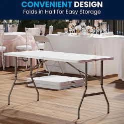 Flash Furniture Height-Adjustable Bi-Fold Plastic Banquet And Event Folding Table, 34