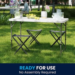 Flash Furniture Height-Adjustable Bi-Fold Plastic Folding Table, 29-1/4