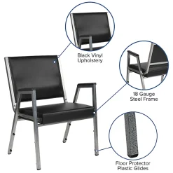Flash Furniture HERCULES Bariatric Medical Reception Arm Chair With Antimicrobial Protection, Black