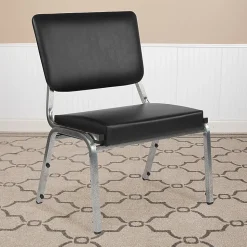 Flash Furniture HERCULES Bariatric Medical Reception Chair With 3/4-Panel Back, Black/Silver Vein