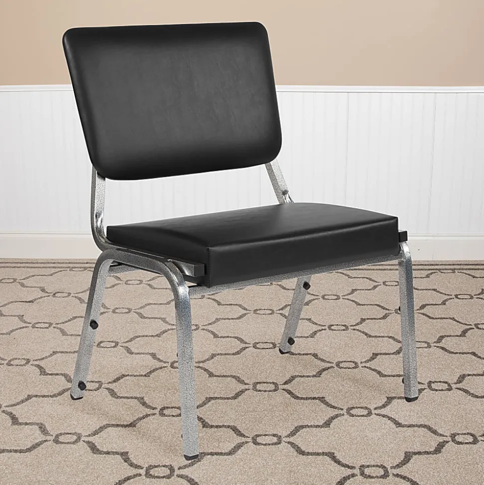 Flash Furniture HERCULES Bariatric Medical Reception Chair With 3/4-Panel Back, Black/Silver Vein