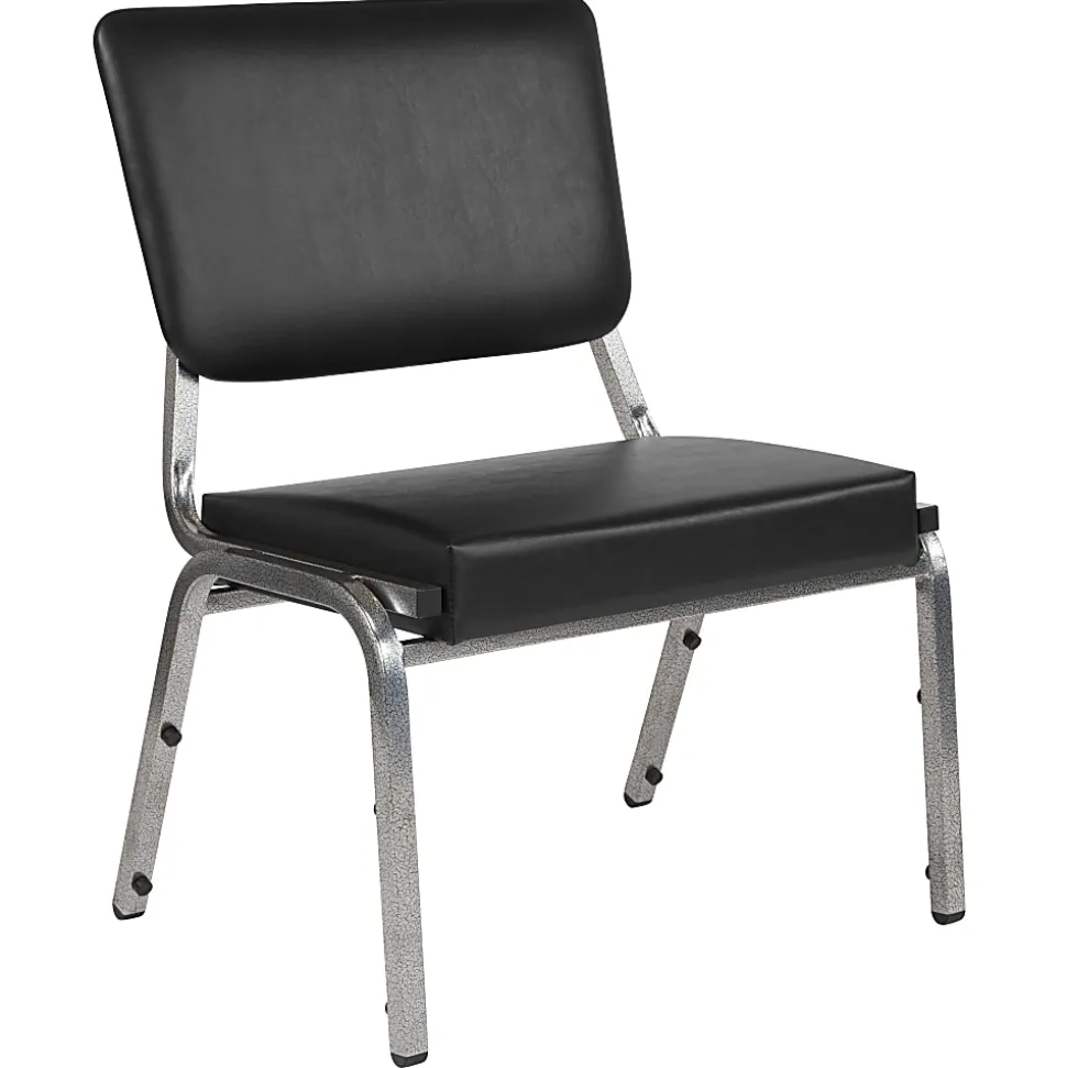 Flash Furniture HERCULES Bariatric Medical Reception Chair With 3/4-Panel Back, Black/Silver Vein
