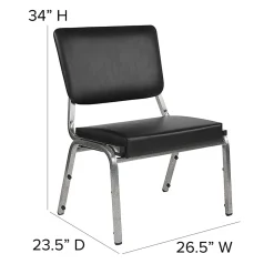 Flash Furniture HERCULES Bariatric Medical Reception Chair With 3/4-Panel Back, Black/Silver Vein
