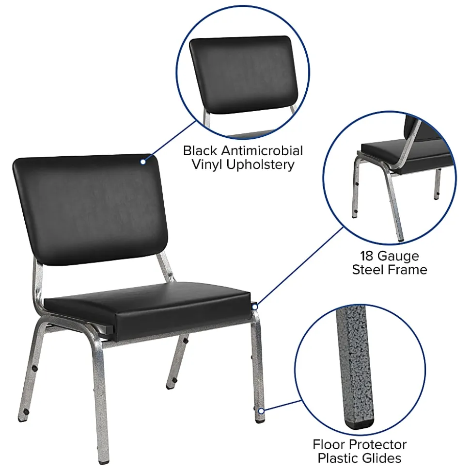 Flash Furniture HERCULES Bariatric Medical Reception Chair With 3/4-Panel Back, Black/Silver Vein