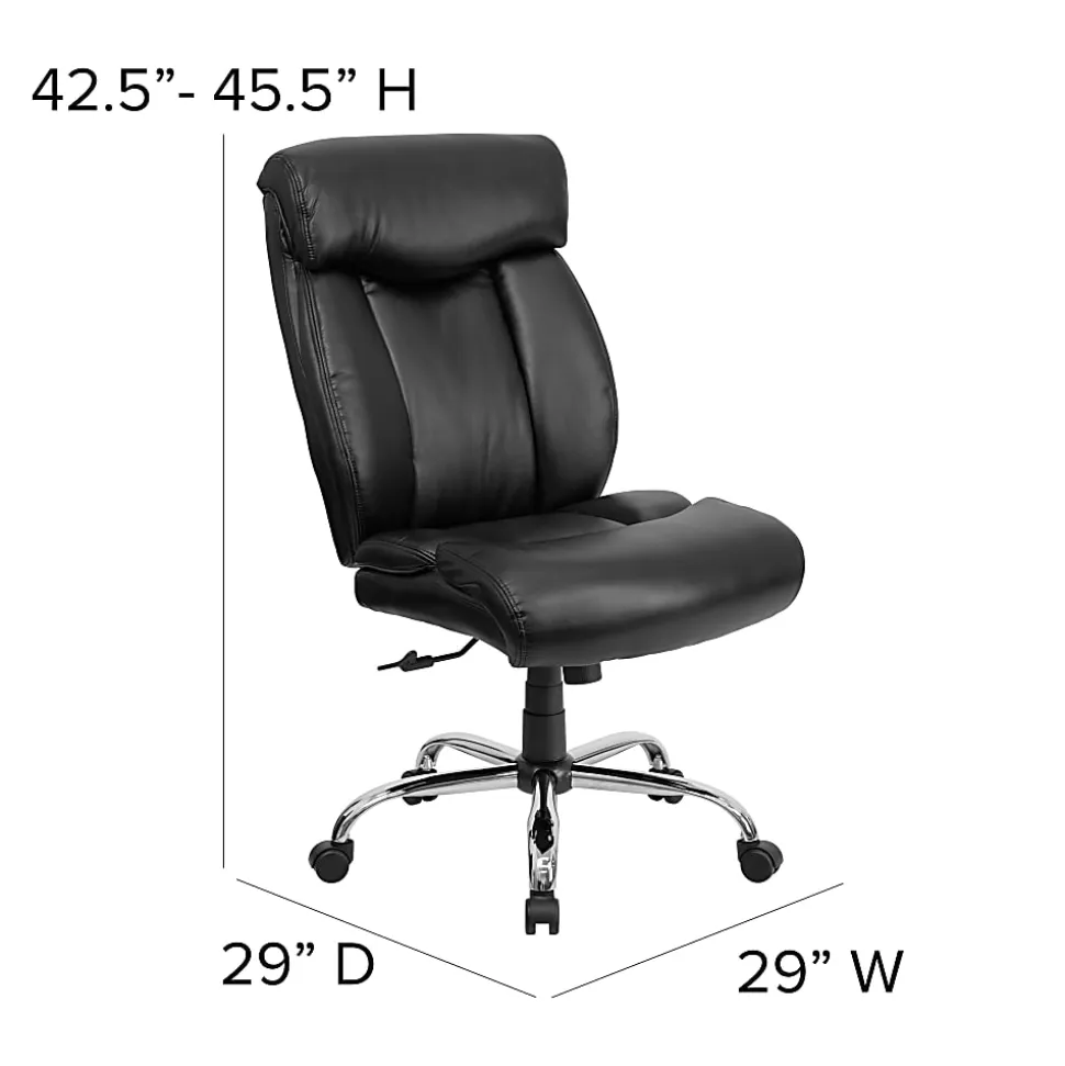 Flash Furniture Hercules Big & Tall High-Back Ergonomic LeatherSoft™ Faux Leather Office Chair With Full Headrest And Chrome Base, Black