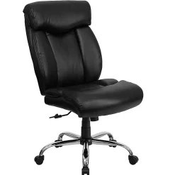 Flash Furniture Hercules Big & Tall High-Back Ergonomic LeatherSoft™ Faux Leather Office Chair With Full Headrest And Chrome Base, Black