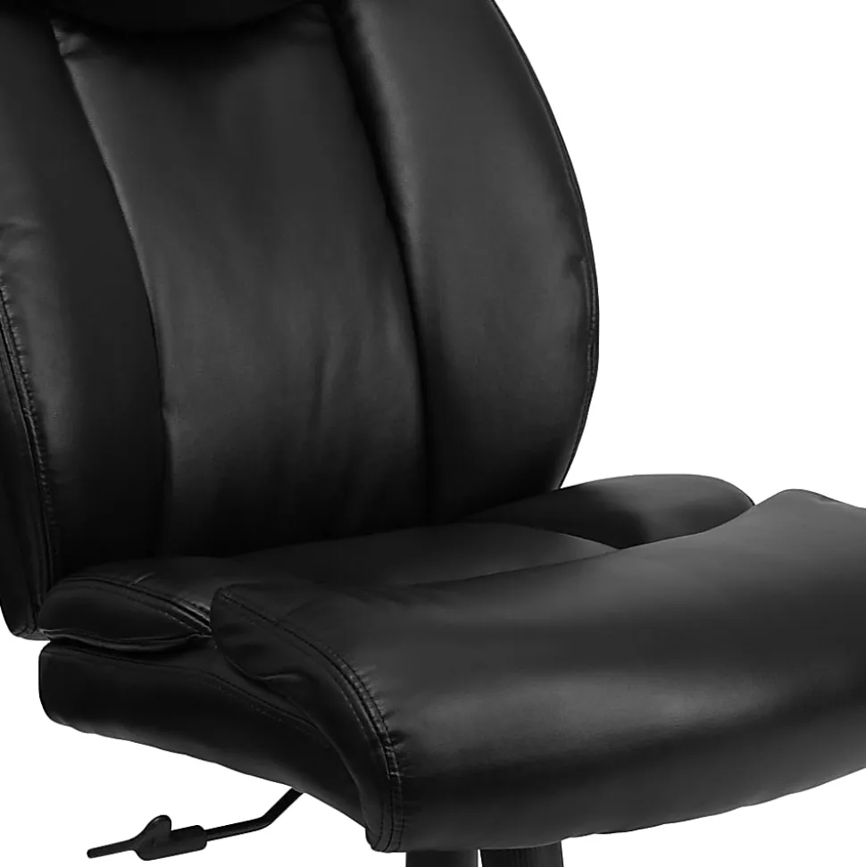 Flash Furniture Hercules Big & Tall High-Back Ergonomic LeatherSoft™ Faux Leather Office Chair With Full Headrest And Chrome Base, Black