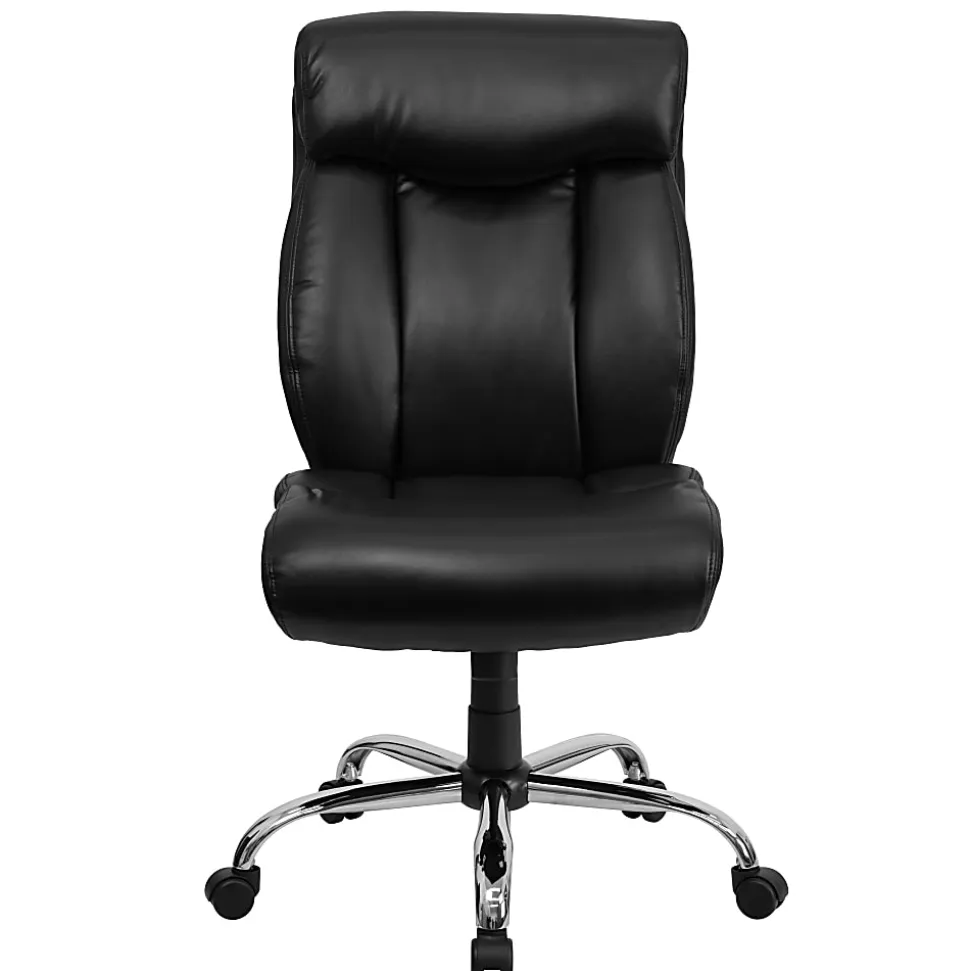 Flash Furniture Hercules Big & Tall High-Back Ergonomic LeatherSoft™ Faux Leather Office Chair With Full Headrest And Chrome Base, Black