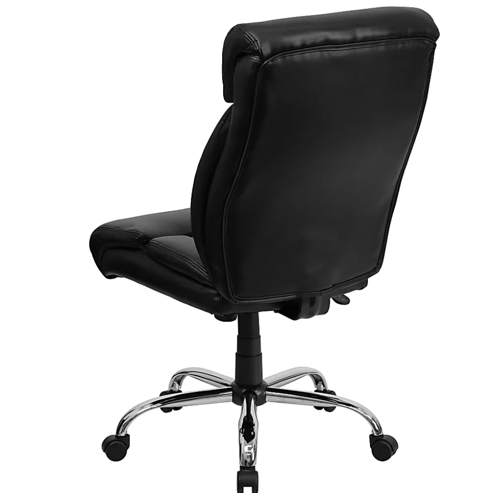 Flash Furniture Hercules Big & Tall High-Back Ergonomic LeatherSoft™ Faux Leather Office Chair With Full Headrest And Chrome Base, Black