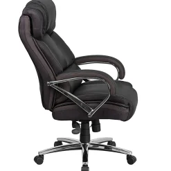 Flash Furniture Hercules Big & Tall Ergonomic LeatherSoft™ Faux Leather Office Chair With Chrome Base And Arms, Black/Gray