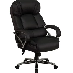 Flash Furniture Hercules Big & Tall Ergonomic LeatherSoft™ Faux Leather Office Chair With Chrome Base And Arms, Black/Gray