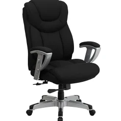 Flash Furniture Hercules Big And Tall Fabric Swivel Office Chair With Adjustable Arms, Black