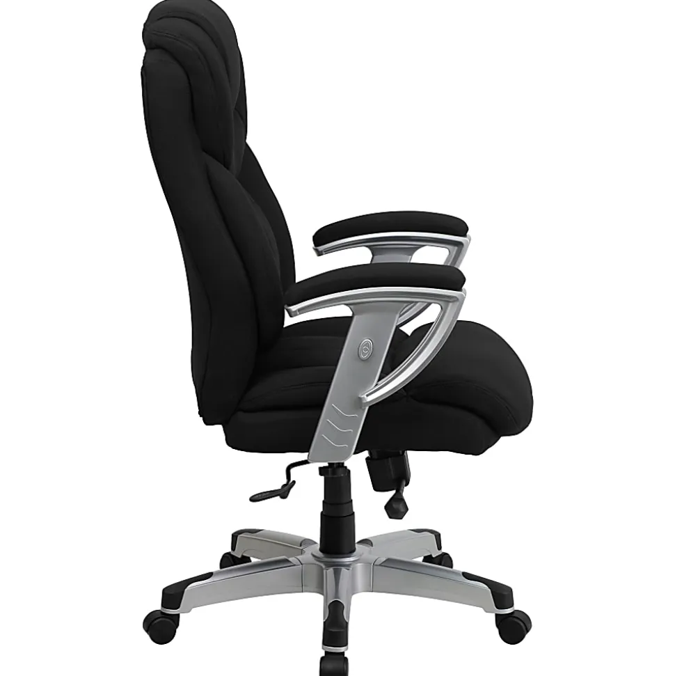Flash Furniture Hercules Big And Tall Fabric Swivel Office Chair With Adjustable Arms, Black
