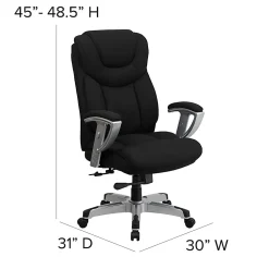 Flash Furniture Hercules Big And Tall Fabric Swivel Office Chair With Adjustable Arms, Black