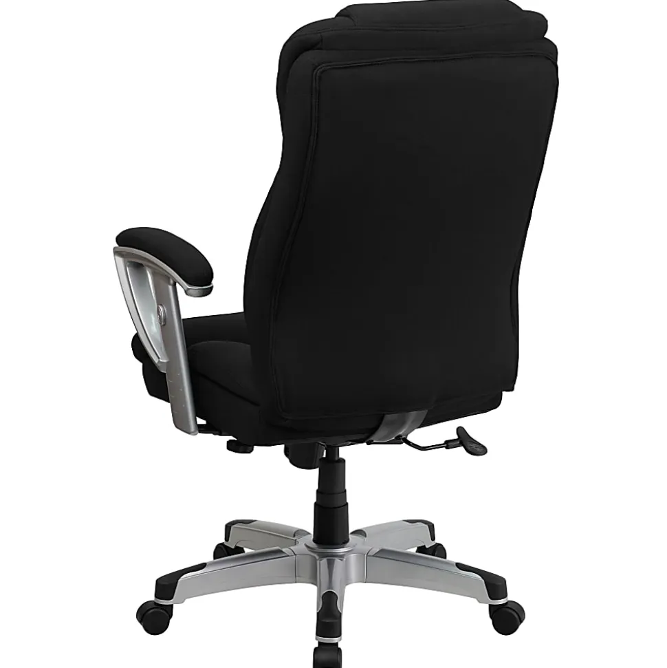 Flash Furniture Hercules Big And Tall Fabric Swivel Office Chair With Adjustable Arms, Black