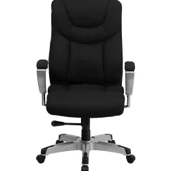 Flash Furniture Hercules Big And Tall Fabric Swivel Office Chair With Adjustable Arms, Black