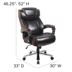 Flash Furniture Hercules Big & Tall Ergonomic LeatherSoft™ Faux Leather Office Chair With Height-Adjustable Headrest, Brown/Gray