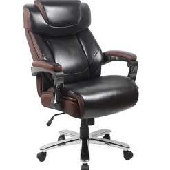 Flash Furniture Hercules Big & Tall Ergonomic LeatherSoft™ Faux Leather Office Chair With Height-Adjustable Headrest, Brown/Gray