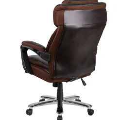 Flash Furniture Hercules Big & Tall Ergonomic LeatherSoft™ Faux Leather Office Chair With Height-Adjustable Headrest, Brown/Gray